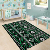 Fiji Masi Tapa Pattern Green Area Rug - Polynesian Pride