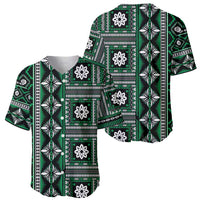Fiji Masi Tapa Pattern Green Baseball Jersey - Polynesian Pride