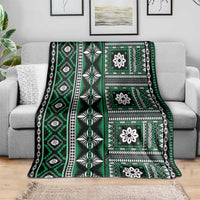 Fiji Masi Tapa Pattern Green Blanket - Polynesian Pride