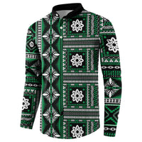 Fiji Masi Tapa Pattern Green Button Sweatshirt - Polynesian Pride