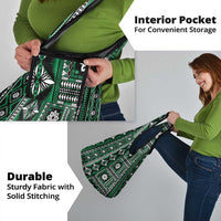 Fiji Masi Tapa Pattern Green Grocery Bag - Polynesian Pride
