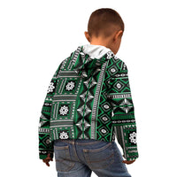 Fiji Masi Tapa Pattern Green Kid Hoodie - Polynesian Pride
