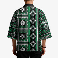 Fiji Masi Tapa Pattern Green Kimono - Polynesian Pride