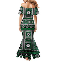 Fiji Masi Tapa Pattern Green Mermaid Dress - Polynesian Pride