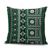 Fiji Masi Tapa Pattern Green Pillow Cover - Polynesian Pride