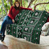 Fiji Masi Tapa Pattern Green Quilt - Polynesian Pride