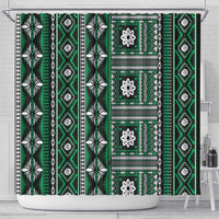 Fiji Masi Tapa Pattern Green Shower Curtain - Polynesian Pride