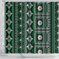 Fiji Masi Tapa Pattern Green Shower Curtain - Polynesian Pride