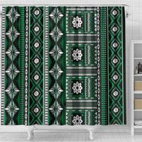 Fiji Masi Tapa Pattern Green Shower Curtain - Polynesian Pride