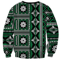 Fiji Masi Tapa Pattern Green Sweatshirt - Polynesian Pride