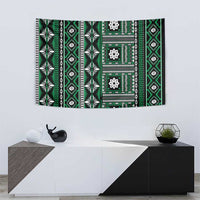 Fiji Masi Tapa Pattern Green Tapestry - Polynesian Pride