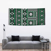 Fiji Masi Tapa Pattern Green Tapestry - Polynesian Pride