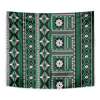 Fiji Masi Tapa Pattern Green Tapestry - Polynesian Pride