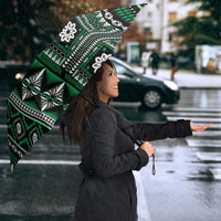 Fiji Masi Tapa Pattern Green Umbrella - Polynesian Pride