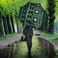 Fiji Masi Tapa Pattern Green Umbrella - Polynesian Pride