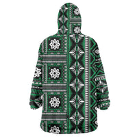 Fiji Masi Tapa Pattern Green Wearable Blanket Hoodie - Polynesian Pride