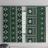 Fiji Masi Tapa Pattern Green Window Curtain - Polynesian Pride