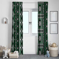 Fiji Masi Tapa Pattern Green Window Curtain - Polynesian Pride