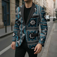 Fiji Masi Tapa Pattern Blue Blazer - Polynesian Pride