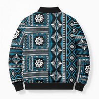 Fiji Masi Tapa Pattern Blue Bomber Puffer Jacket - Polynesian Pride