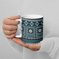 Fiji Masi Tapa Pattern Blue Ceramic Mug - Polynesian Pride
