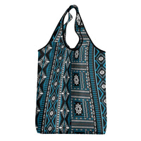 Fiji Masi Tapa Pattern Blue Grocery Bag - Polynesian Pride