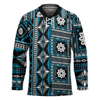 Fiji Masi Tapa Pattern Blue Hockey Jersey - Polynesian Pride