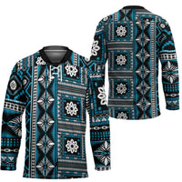 Fiji Masi Tapa Pattern Blue Hockey Jersey - Polynesian Pride