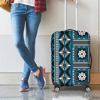 Fiji Masi Tapa Pattern Blue Luggage Cover - Polynesian Pride