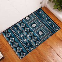Fiji Masi Tapa Pattern Blue Rubber Doormat - Polynesian Pride
