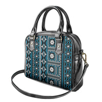Fiji Masi Tapa Pattern Blue Shoulder Handbag - Polynesian Pride