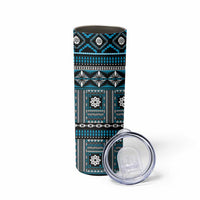 Fiji Masi Tapa Pattern Blue Skinny Tumbler - Polynesian Pride