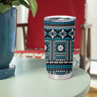 Fiji Masi Tapa Pattern Blue Tumbler Cup - Polynesian Pride