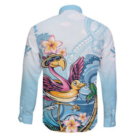 Hawaii Flamingo Family Matching Off Shoulder Short Dress and Hawaiian Shirt Plumeria Tropical Beach LT01 - Polynesian Pride