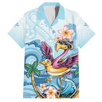 Hawaii Flamingo Family Matching Summer Maxi Dress and Hawaiian Shirt Plumeria Tropical Beach LT01 Dad's Shirt - Short Sleeve Blue - Polynesian Pride