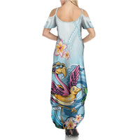 Hawaii Flamingo Family Matching Summer Maxi Dress and Hawaiian Shirt Plumeria Tropical Beach LT01 - Polynesian Pride