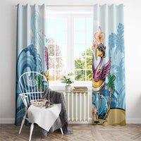 Hawaii Flamingo Window Curtain Plumeria Tropical Beach