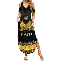 Haiti Neg Marron Gold Summer Maxi Dress Lespwa pa anyen san aksyon