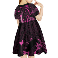 Personalised Survivor Melody Pink Kid Short Sleeve Dress Breast Cancer Polynesian Pattern