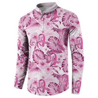 Pink Ribbon Hibiscus Tropical Pattern Button Sweatshirt Breast Cancer