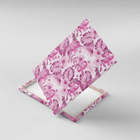 Pink Ribbon Hibiscus Tropical Pattern Canvas Wall Art Breast Cancer