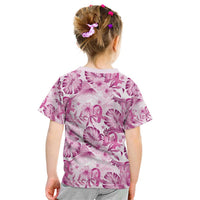 Pink Ribbon Hibiscus Tropical Pattern Kid T Shirt Breast Cancer