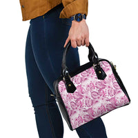 Pink Ribbon Hibiscus Tropical Pattern Shoulder Handbag Breast Cancer