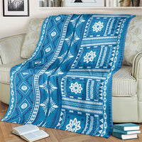 Fiji Masi All Blue Blanket Tapa Pattern - Polynesian Pride