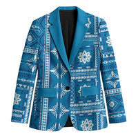 Fiji Masi All Blue Blazer Tapa Pattern - Polynesian Pride