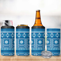 Fiji Masi All Blue 4 in 1 Can Cooler Tumbler Tapa Pattern - Polynesian Pride