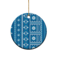 Fiji Masi All Blue Ceramic Ornament Tapa Pattern - Polynesian Pride
