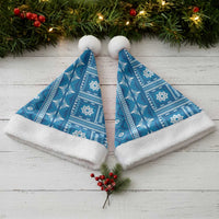 Fiji Masi All Blue Christmas Santa Hat Tapa Pattern - Polynesian Pride