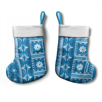 Fiji Masi All Blue Christmas Stocking Tapa Pattern - Polynesian Pride