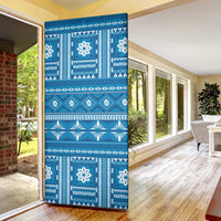 Fiji Masi All Blue Door Cover Tapa Pattern - Polynesian Pride